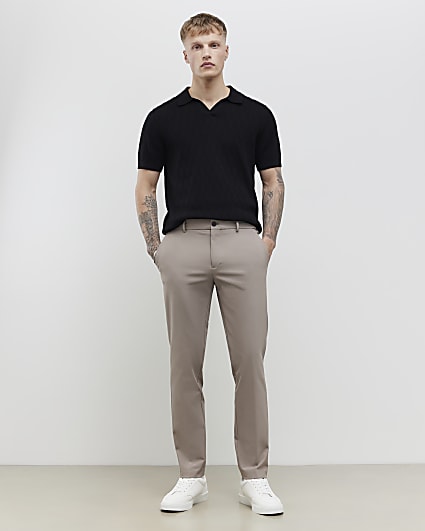 Beige Skinny Fit Trousers