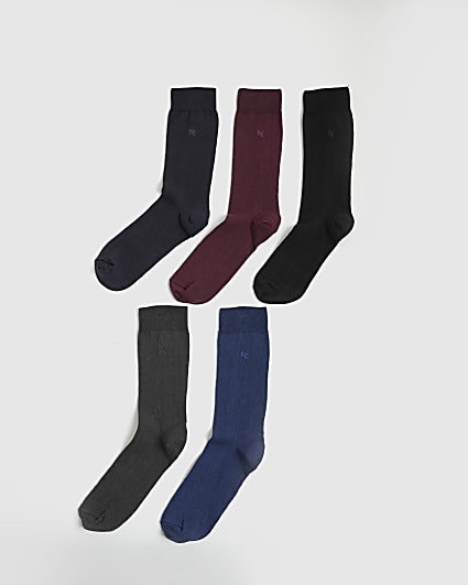 Navy RI Pack Of 5 Socks