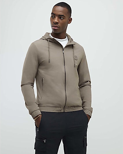 Beige RI Hooded bomber Jacket
