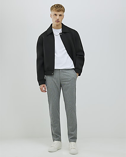 Grey Slim Fit Puppytooth Trousers