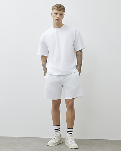White Oversized Fit T-Shirt And Shorts Set