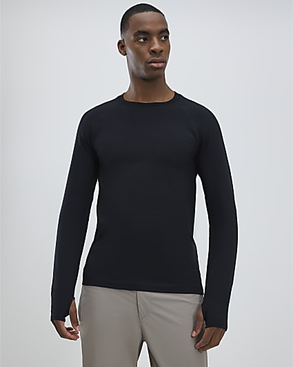 Black Long sleeve  Muscle Fit T-Shirt