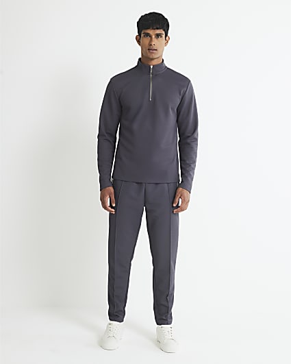 Grey Slim Fit Pique Joggers
