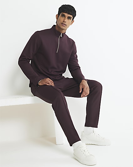 Red Slim Fit Pique Joggers