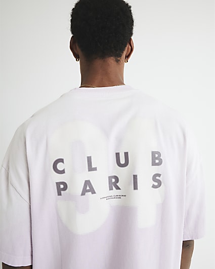 Purple Oversized Fit Club Paris T-Shirt