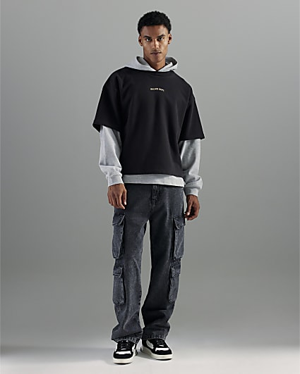 Black Loose Fit Cargo Jeans