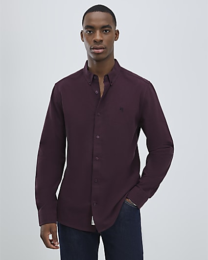 Red Regular Fit Washed Shirt