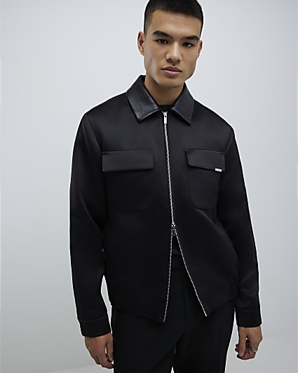 Black Satin Shacket