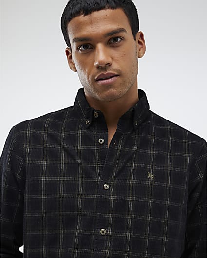 Green Regular fit Micro Check Corduroy Shirt
