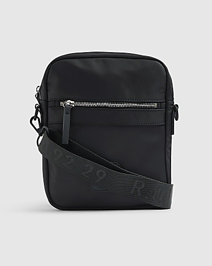 Black Nylon Badge Cross Body Bag