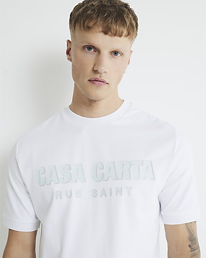 White Slim Fit Casa Carta T-Shirt