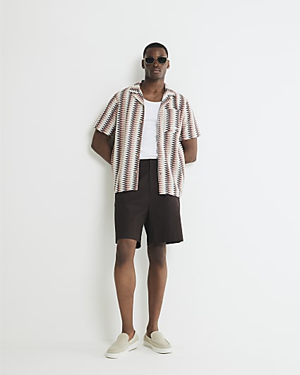 Multicoloured Crochet Chevron Revere Shirt