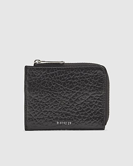 Black Leather Zip Through Wallet