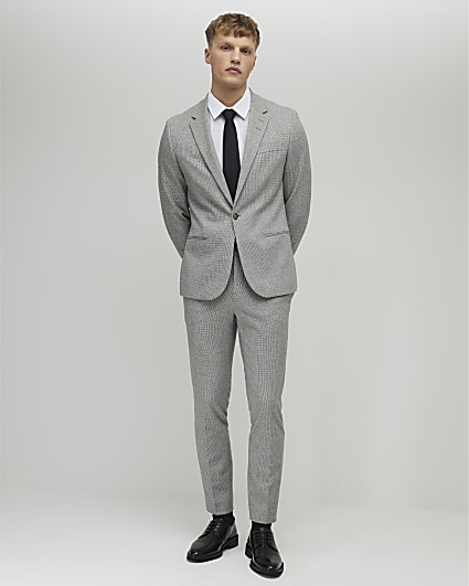 Grey Puppy Tooth Check Skinny Suit Trousers