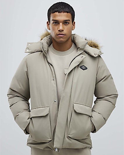 Cream Premium Fur Trim Puffer Jacket