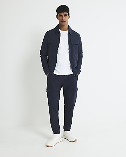 Navy Skinny Fit Cargo Trousers