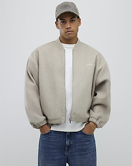 Beige Oversized Fit Sanctuaire Bomber Jacket