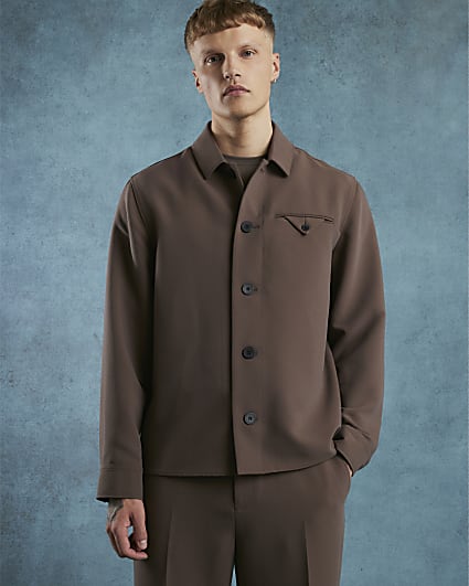Brown Button Up Pocket Overshirt