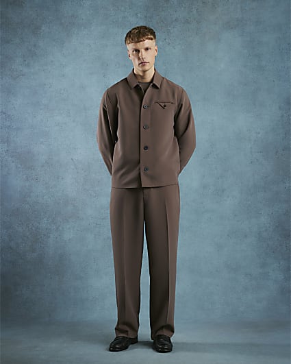 Brown Relaxed Fit Suit Trousers