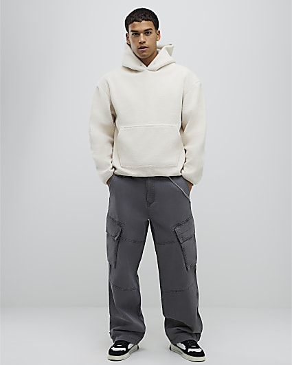 Grey Super Baggy Cargo Trousers