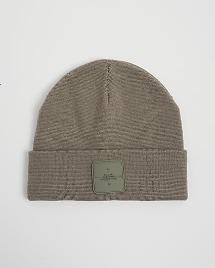 Khaki Badge Beanie Hat