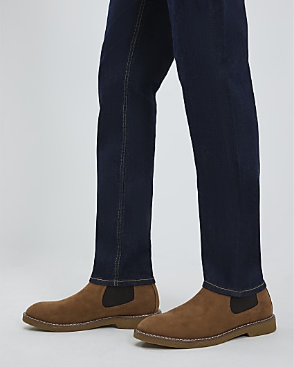 Brown Faux Suede Crepe Soles Chelsea Boots