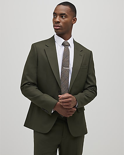 Green Slim Fit Textured Suit Jacket