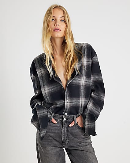 Black Regular Fit Check Shirt