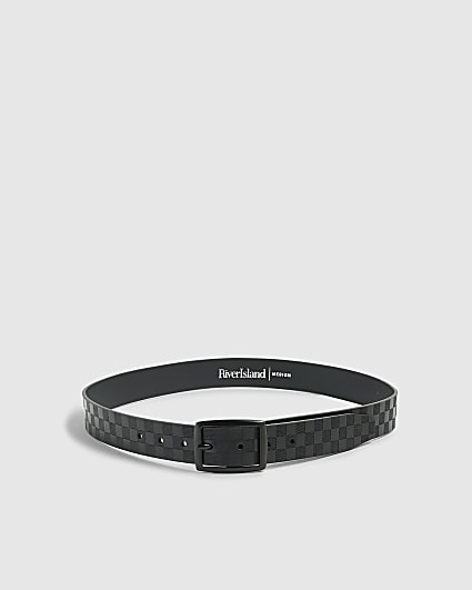 Black Faux Leather Checkerboard Belt