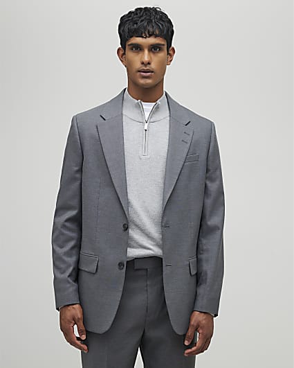 Grey Regular Fit Suit Jacket