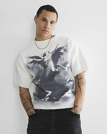 White Short Sleeves Cherub T-Shirt