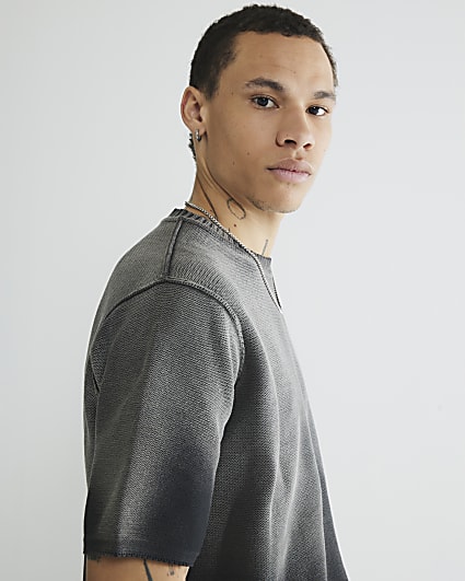 Black Garment Dye Knitted T-Shirt