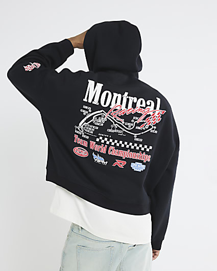Black Oversized Fit Montreal Racing Hoodie