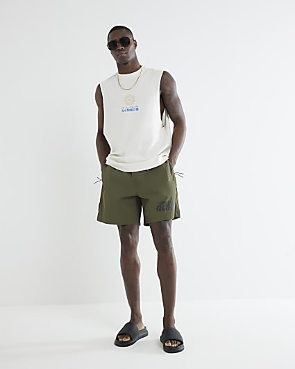 Green Dragon Print Swim Shorts
