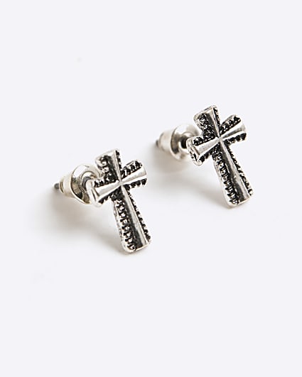 Silver Cross Stud Earrings