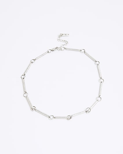 Silver Metal Bar Chain Necklace