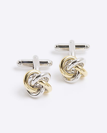 Metal Multi Mixed Metal Knot Cufflinks