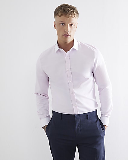 Pink Long Sleeve Stripe Cuffed Shirt