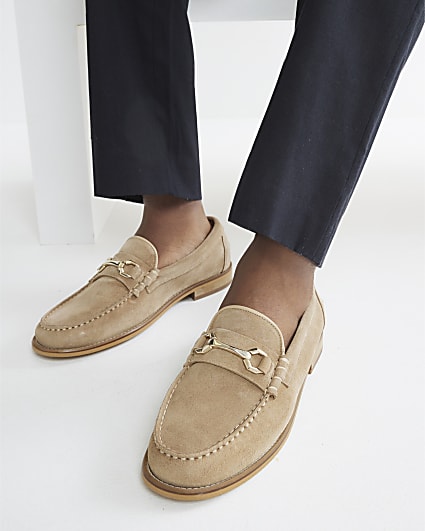 Stone Premium Suede Snaffle Loafers
