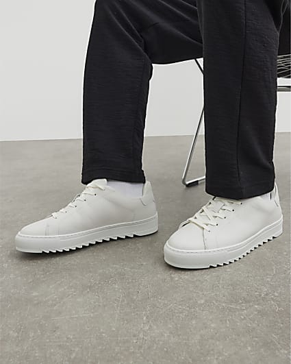 White Premium Sharks Tooth Sole Trainers