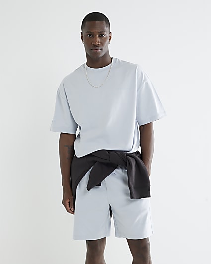 Blue Oversized Fit T-Shirt And Shorts Set