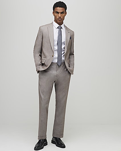 Stone Slim Fit Textured Trousers