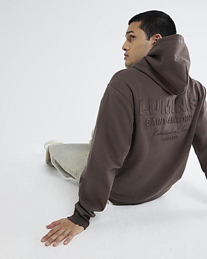 Brown Regular Fit Luminis Embossed Hoodie