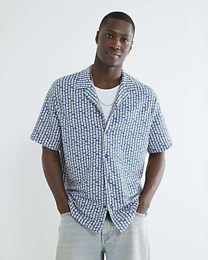 Navy Stripe Plisse Shirt