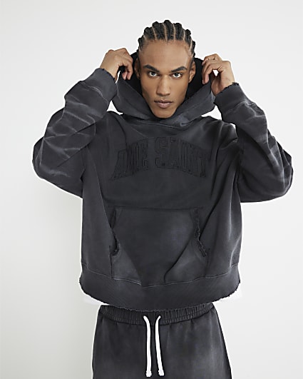 Black Ame Saint Washed Hoodie