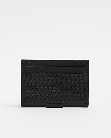 Black Leather RI Monogram Cardholder