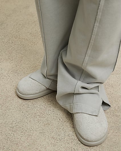 Beige Suede Mule Sandals