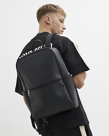 Black Smart Textured Backpack