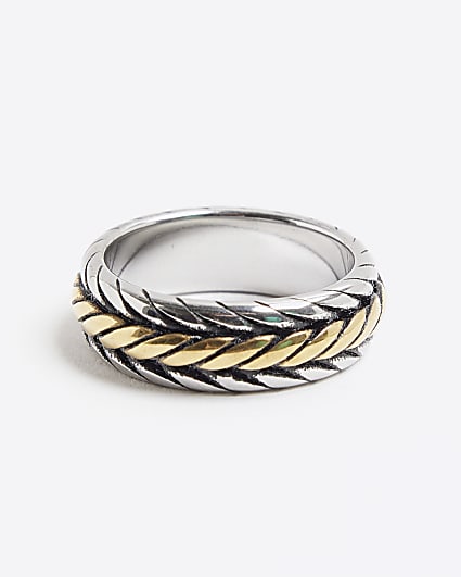 Silver Steel Metal Rope Ring
