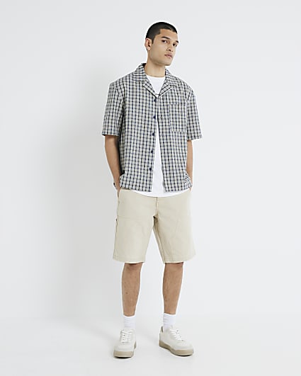 Beige Denim Carpenter Shorts